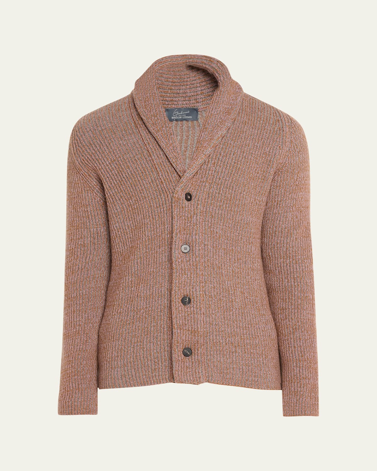 Men's Cashmere Tricolor Rib Cardigan Sweater