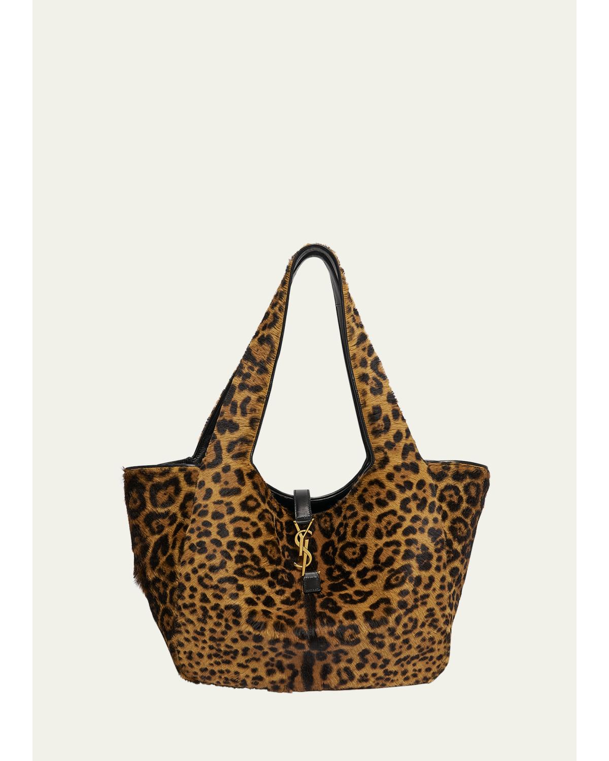 Bea YSL Leopard-Print Tote Bag in Calf Hair and Leather