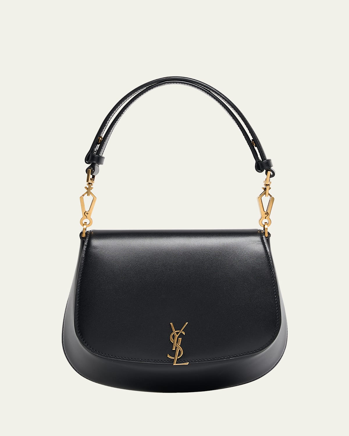 Saint Laurent Mini Ysl Top-handle Bag In Calfskin Leather In Nero