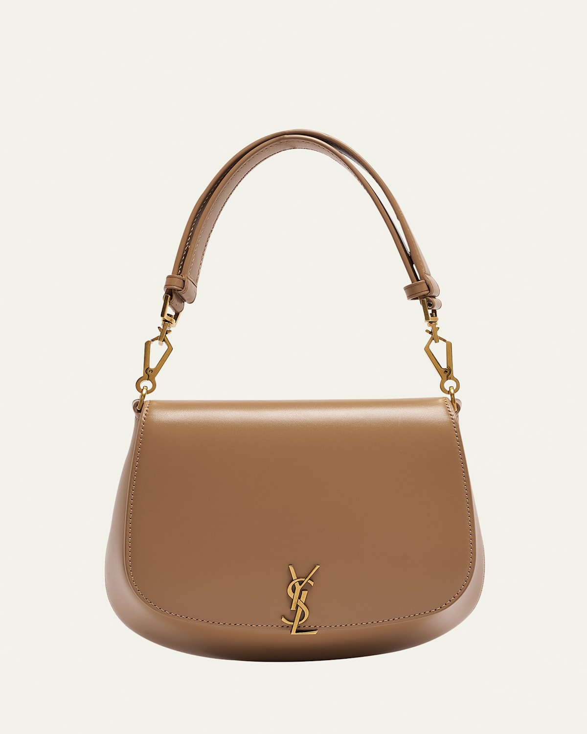 Saint Laurent Voltaire Top-handle Bag In Smooth Leather In Dark Toffee