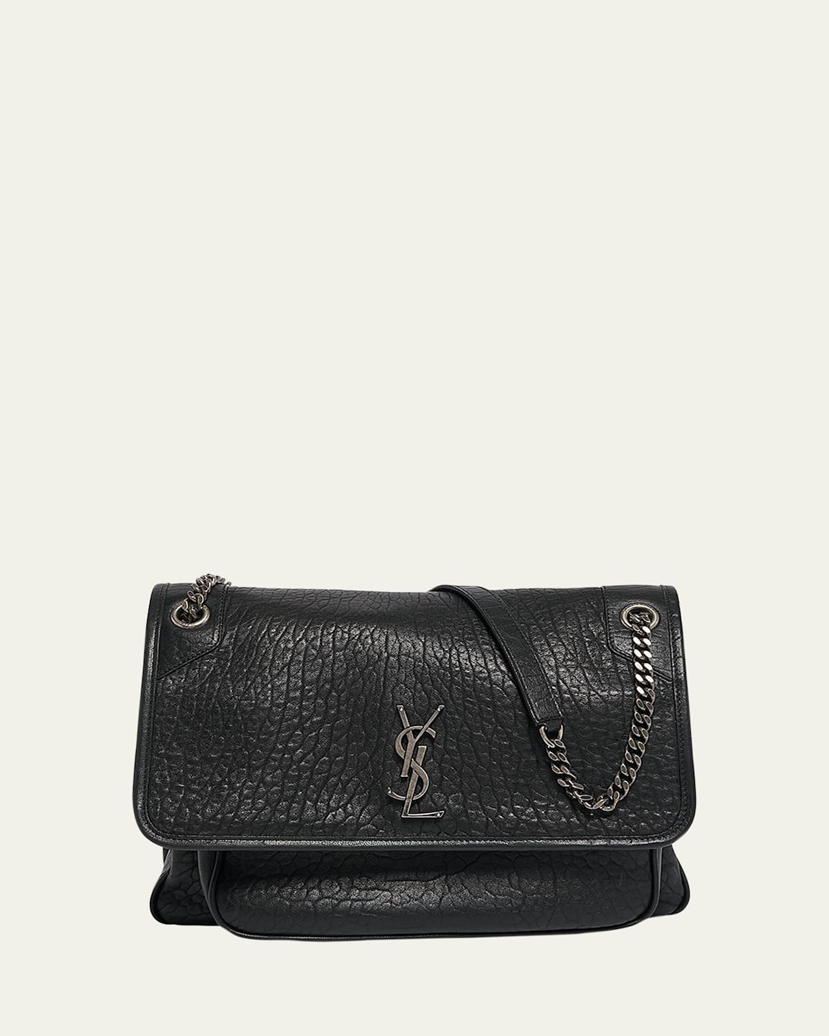 Saint Laurent Niki Large Ysl Shoulder Bag In Lambskin Leather In Nero