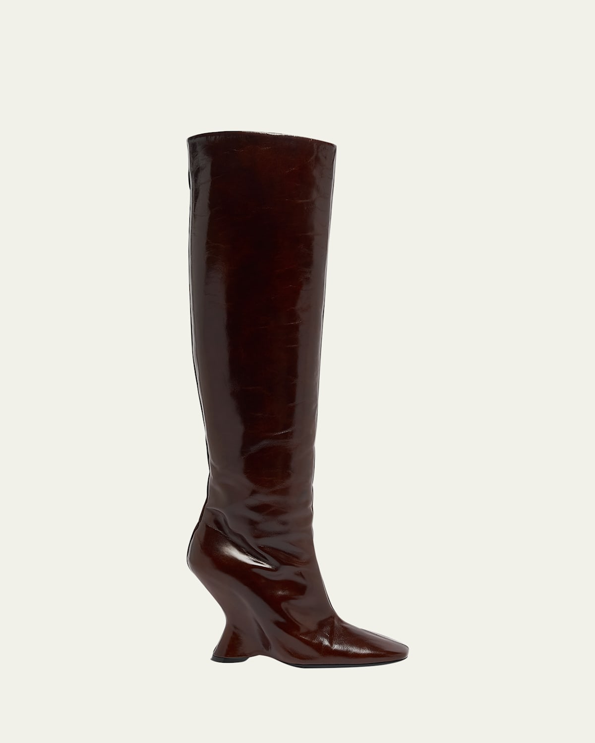 Dries Van Noten Leather Knee Boots In Dark Brown