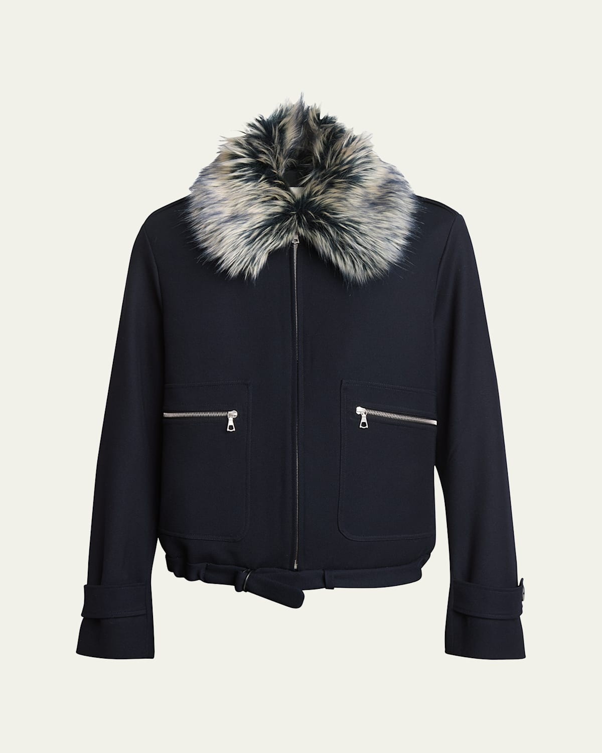 Men's Blouson Jacket with Faux Fox Fur