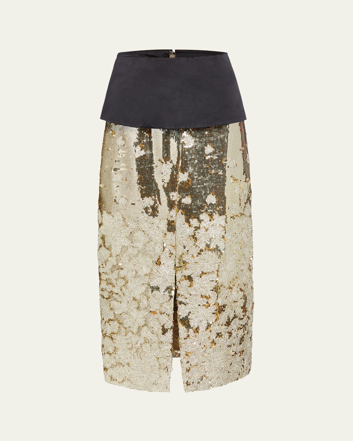 Rosa Floral Sequined Peplum Midi Skirt