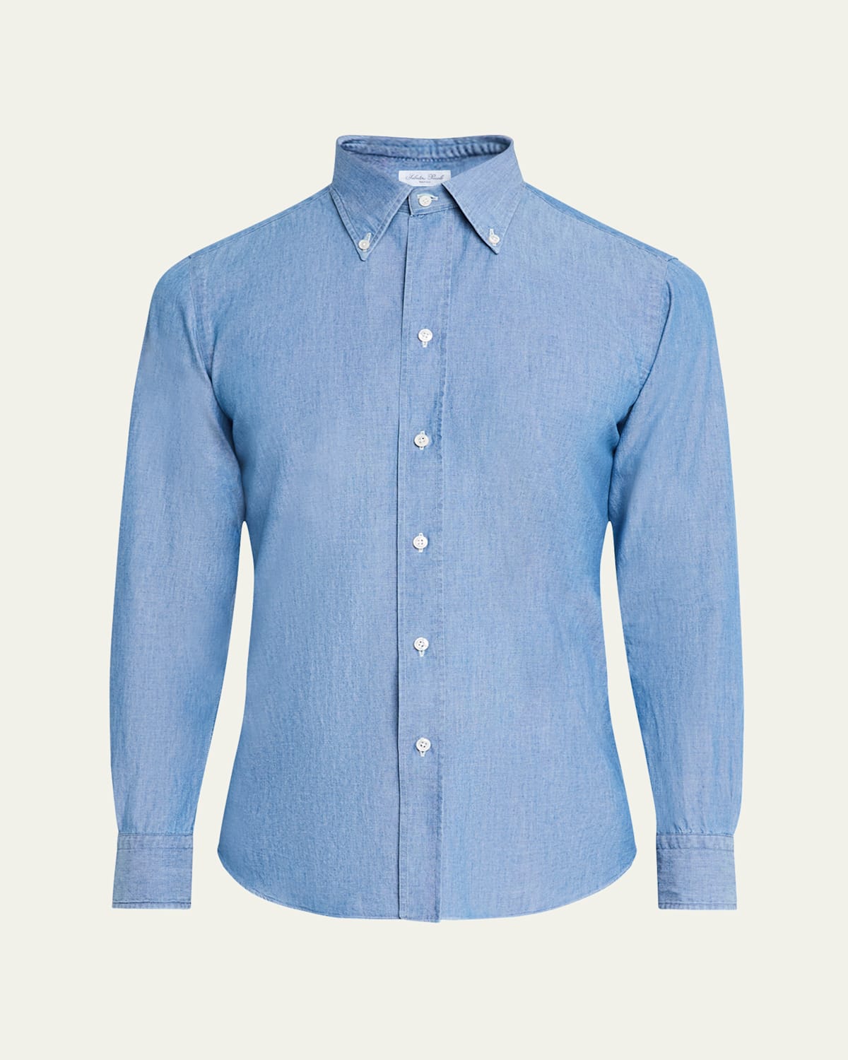 Men's Cotton Chambray Casual Button-Down Shirt
