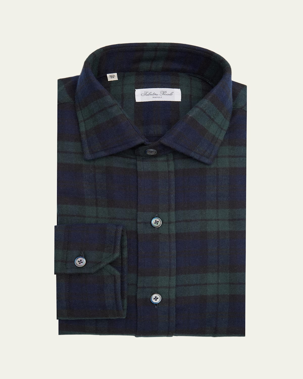 Men's Black Watch Plaid Cotton Sport Shirt