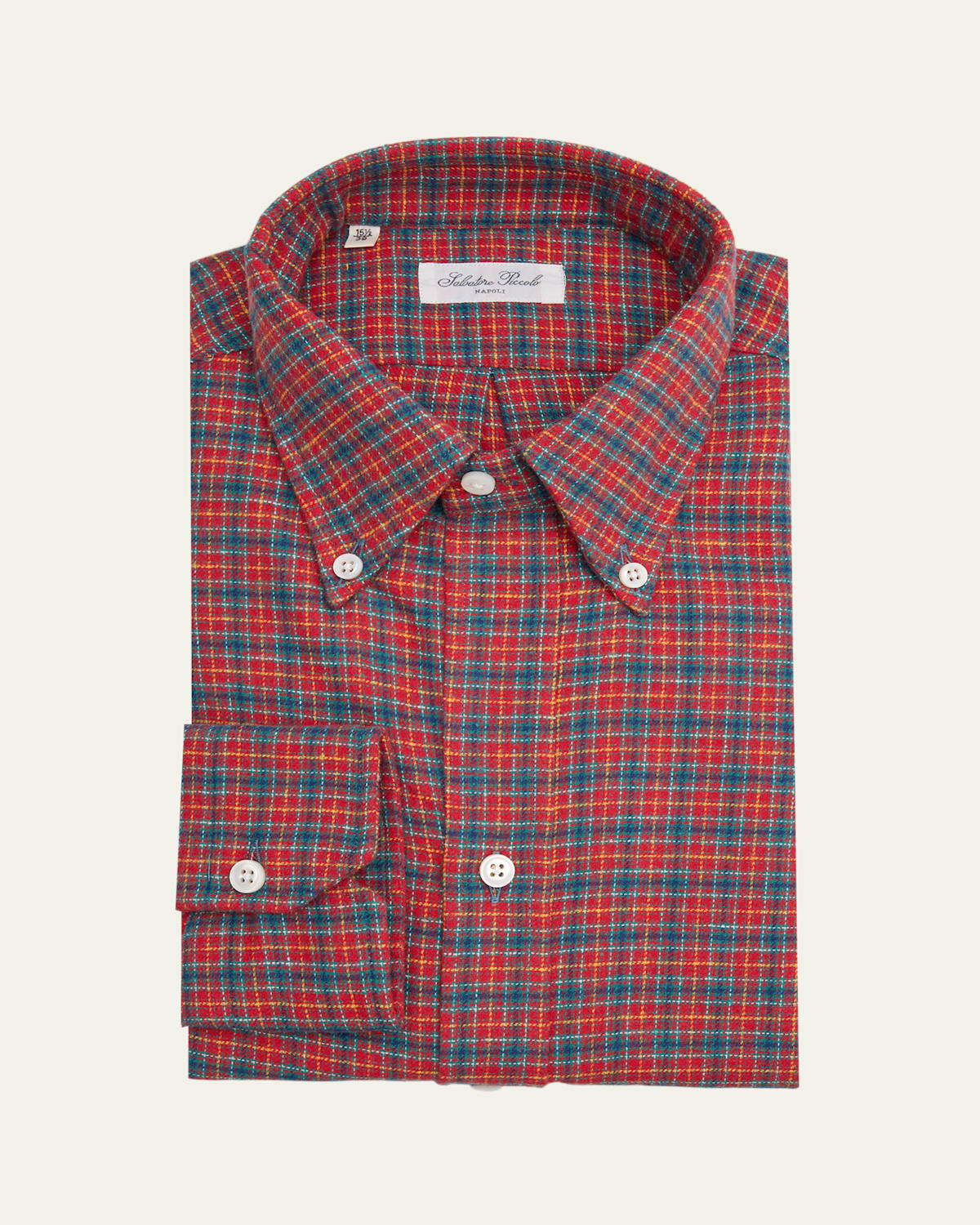 Men's Cotton Plaid Button-Collar Sport Shirt