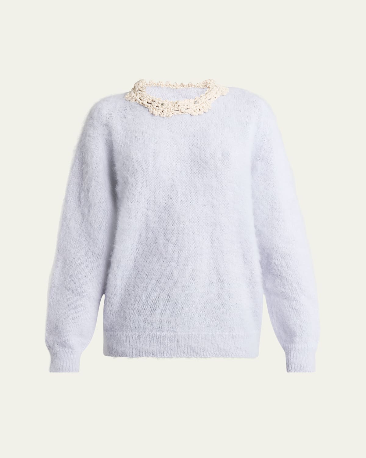 Crochet Rhinestone Trimmed Mohair Sweater