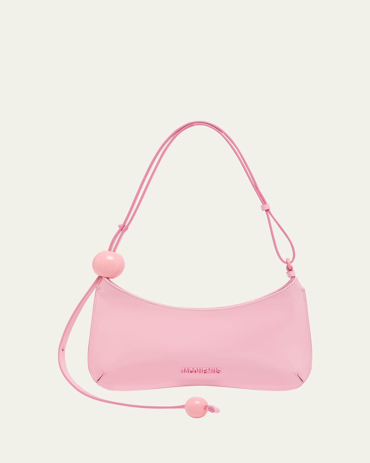 Jacquemus Bisou Perle Leather Shoulder Bag In 430 Pink