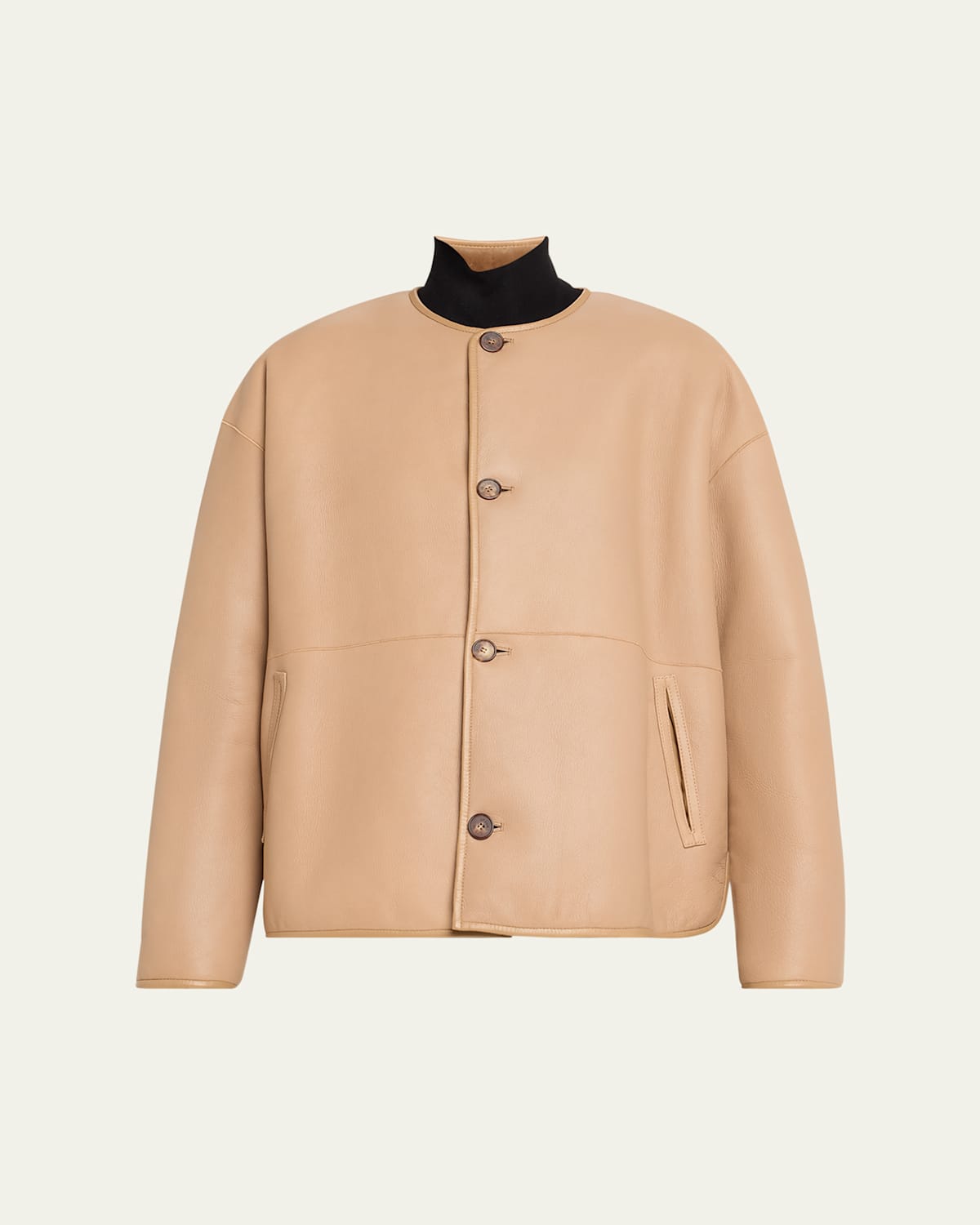 Utzon Jod Reversible Shearling Jacket In Neutral