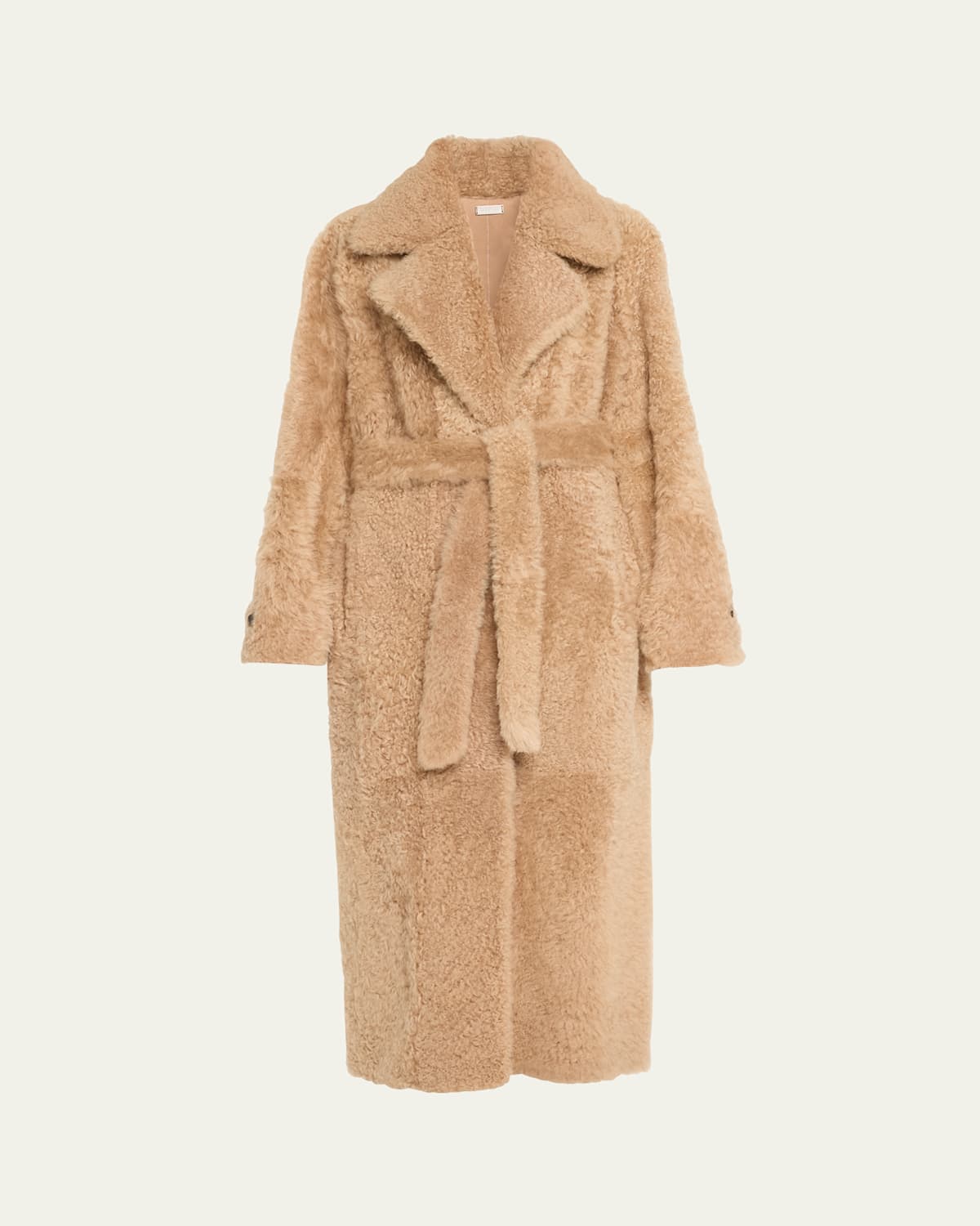 Utzon Can Long Shearling Coat In Neutral