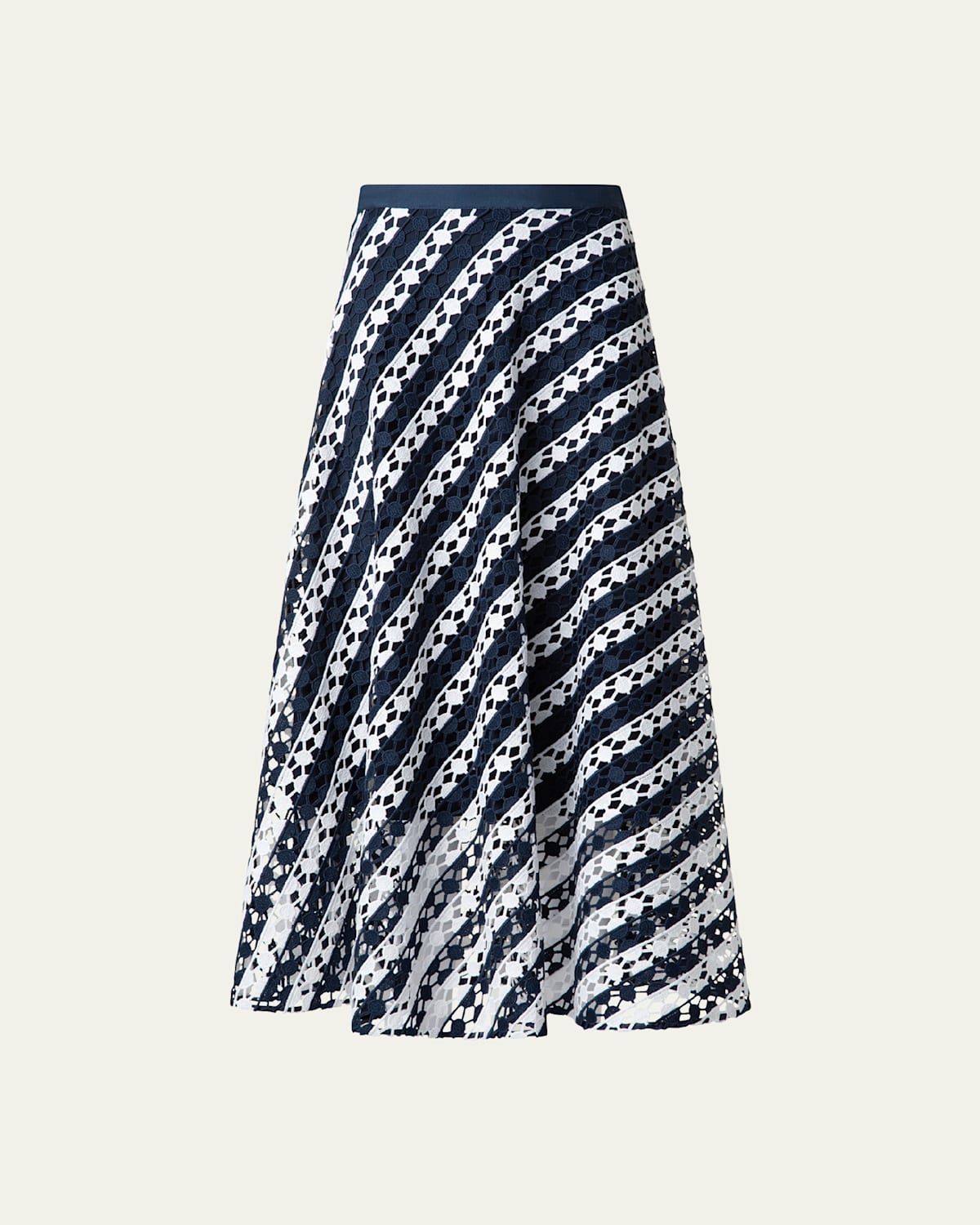 Two-Tone Lace Midi Skirt