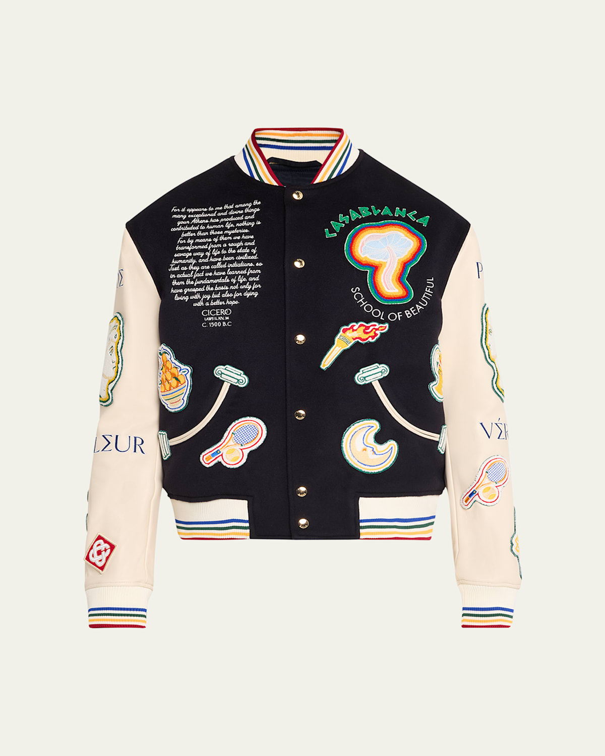 Men's Chenille Embroidered Patchwork Bomber Jacket