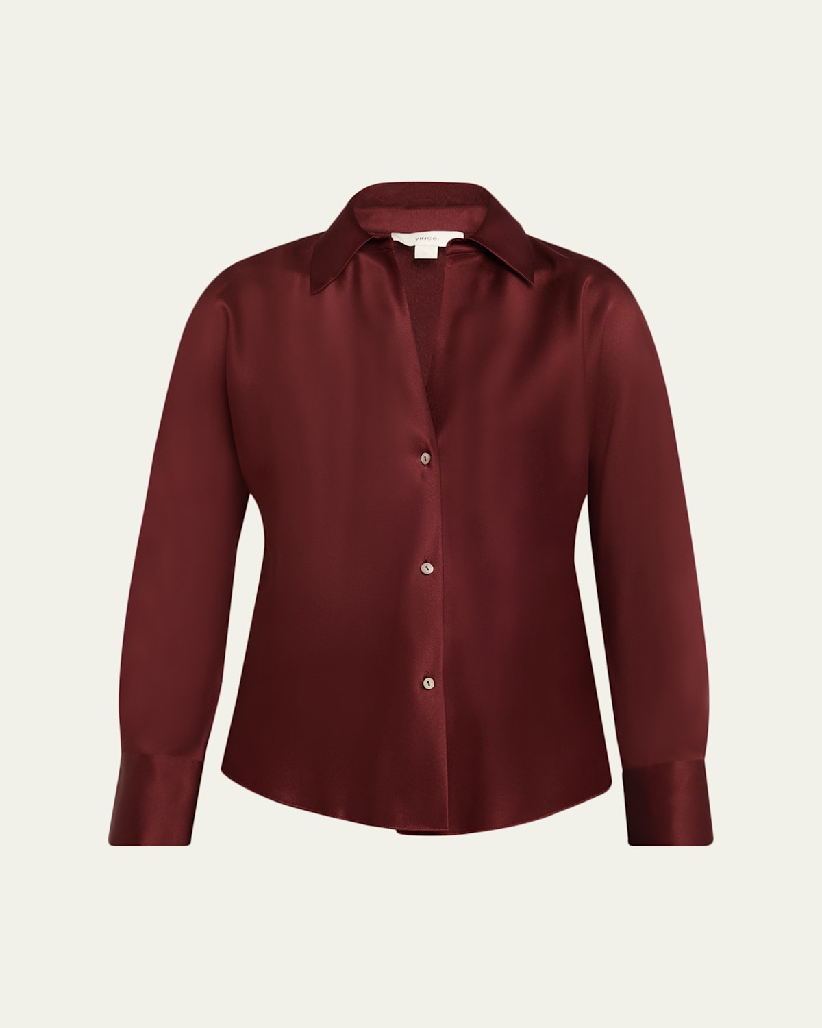 Vince Bias Silk Long-sleeve Blouse In Burgundy