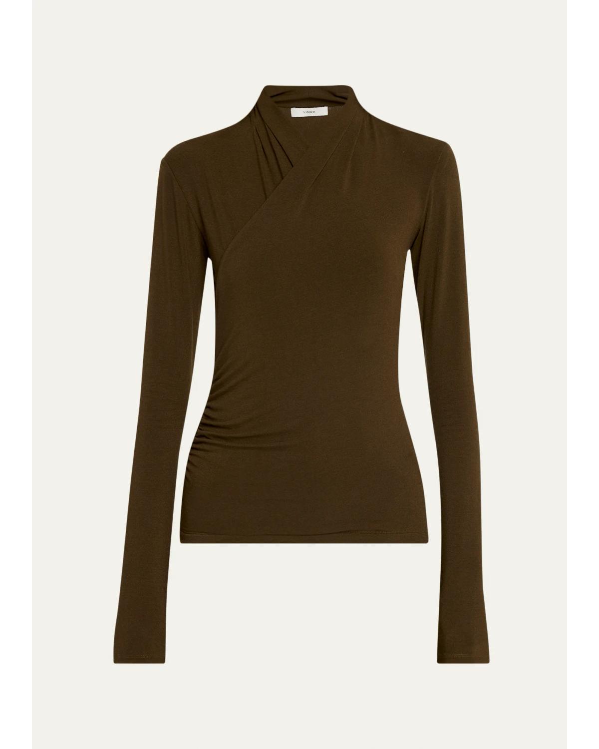 Long-Sleeve Faux-Wrap Top