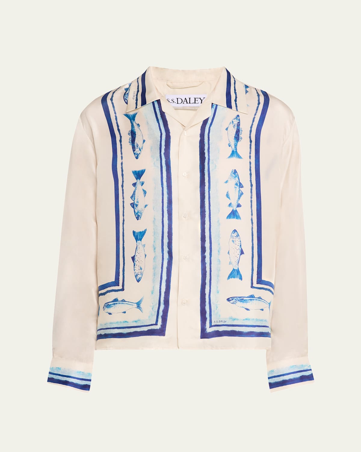 Men's Elliot Fish-Print Silk Shirt