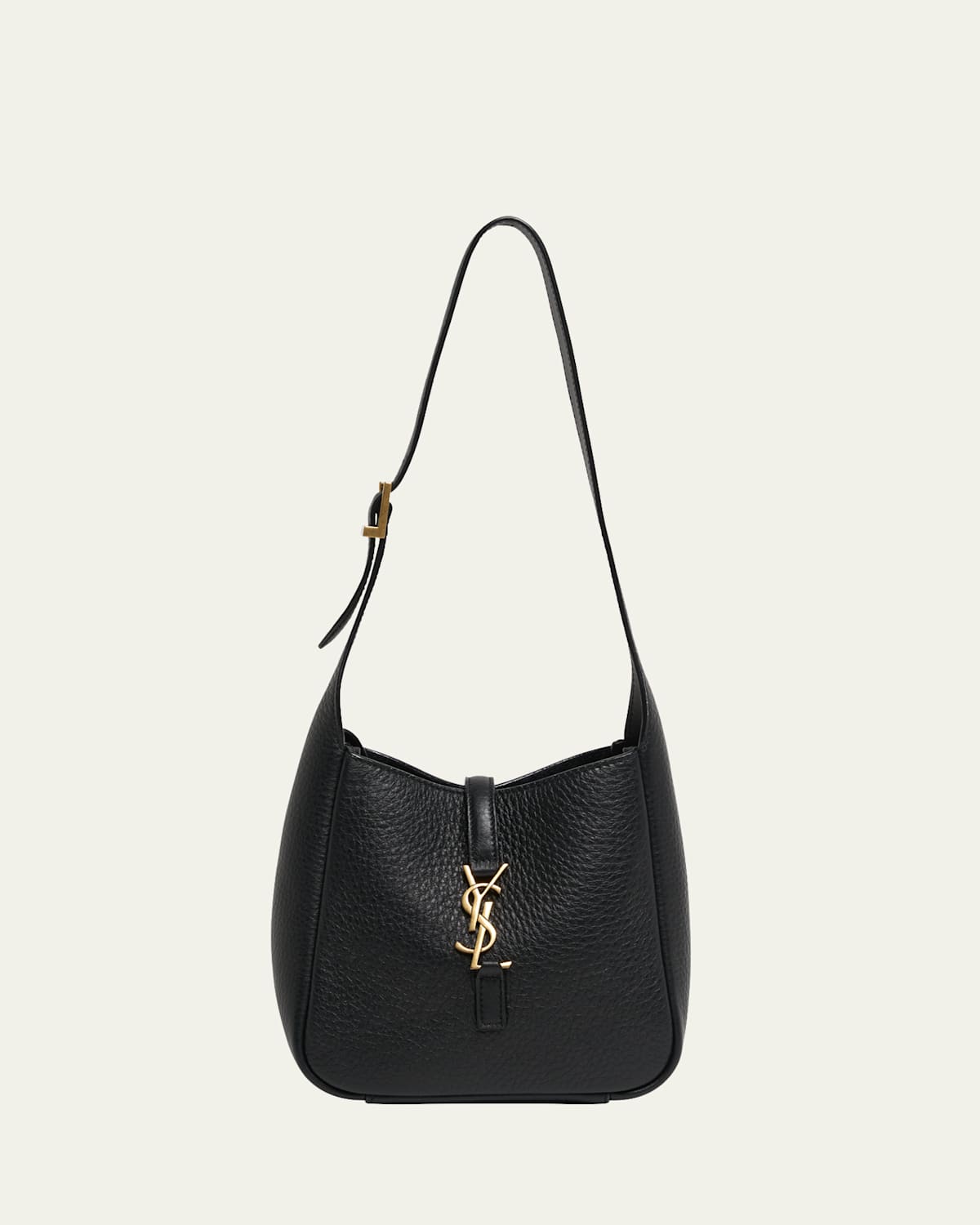 Saint Laurent Le 5 A 7 Ysl Hobo Bag In Deer Leather In Noir