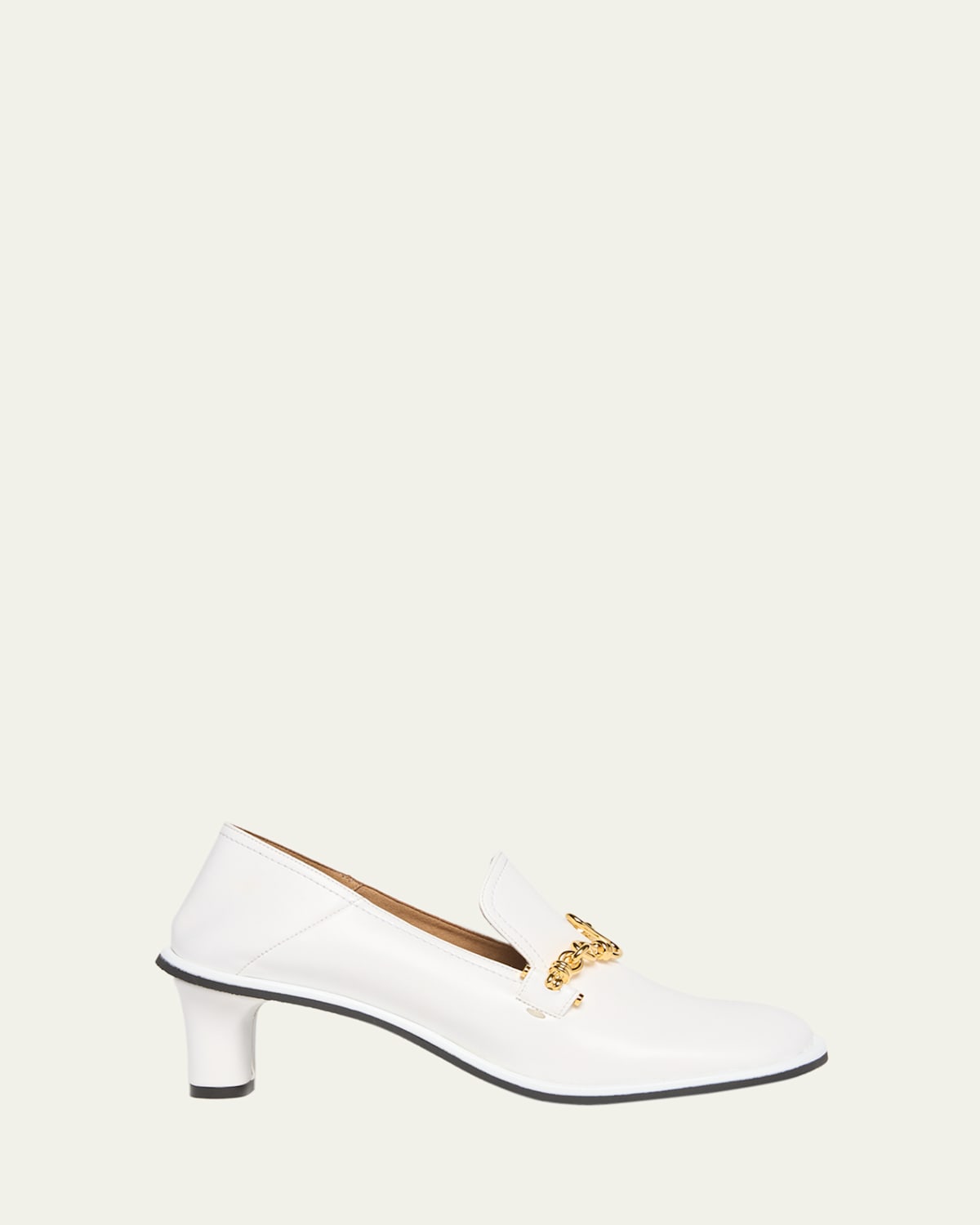 Stella Mccartney Ryder Vegan Leather Chain Heeled Loafers In White