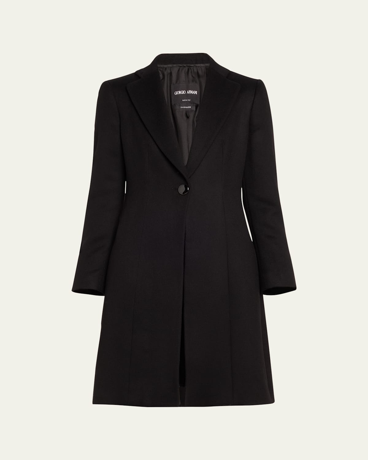 Giorgio Armani Essentials Cashmere One Button Coat In Solid Black