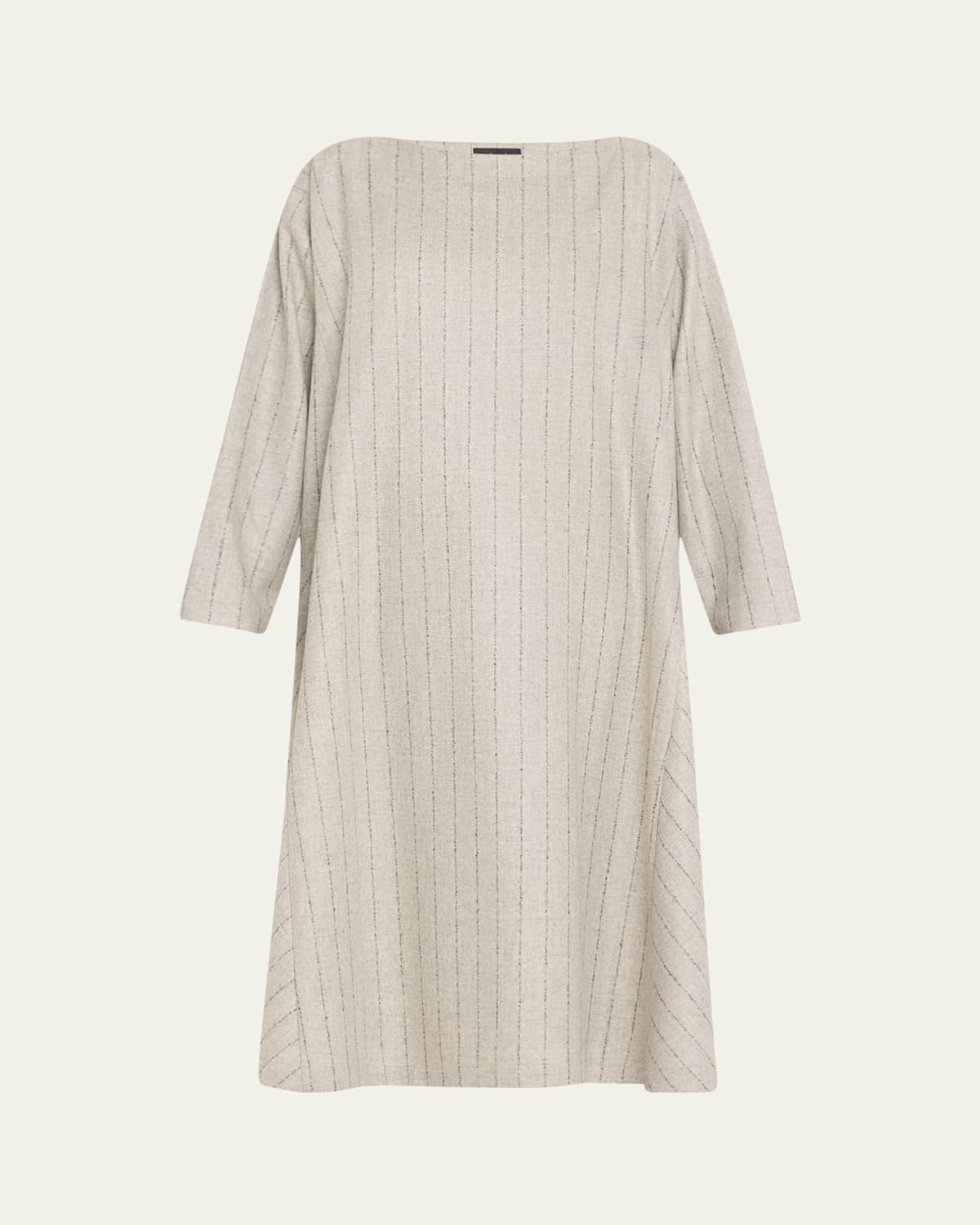 Caucasus Striped Flannel Scoop-Neck Dress