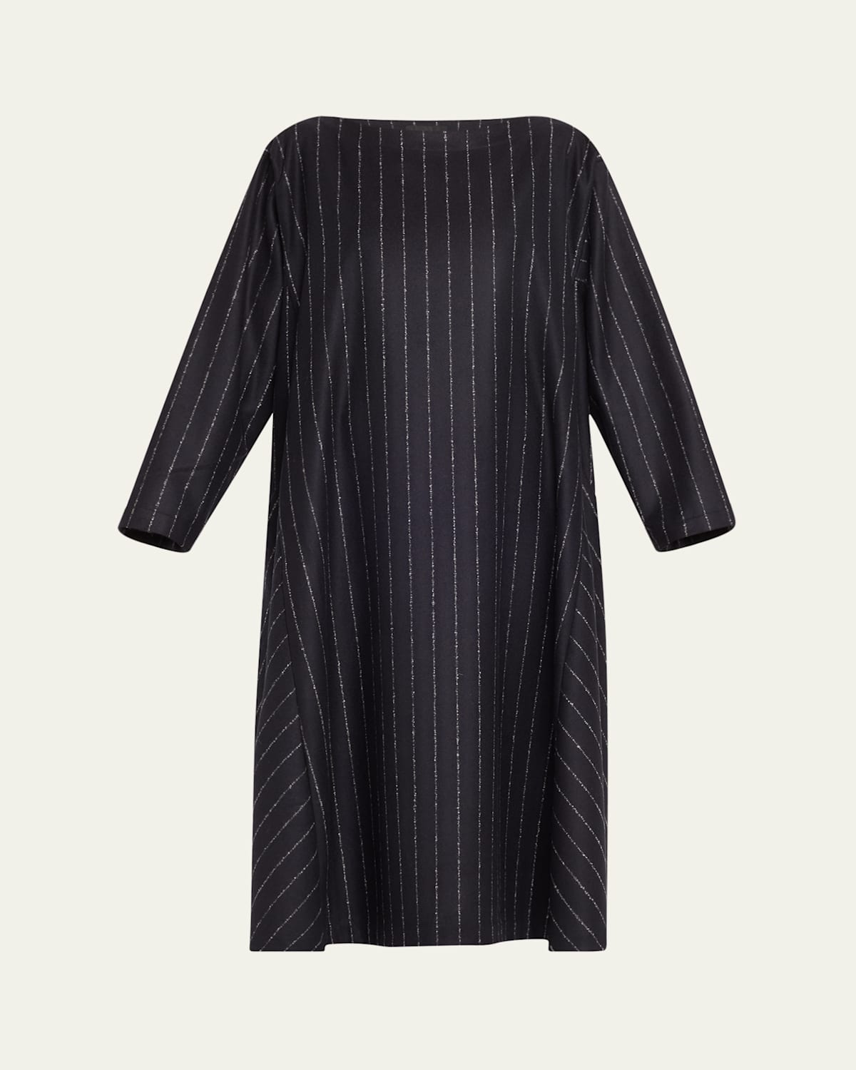 Caucasus Striped Flannel Scoop-Neck Dress