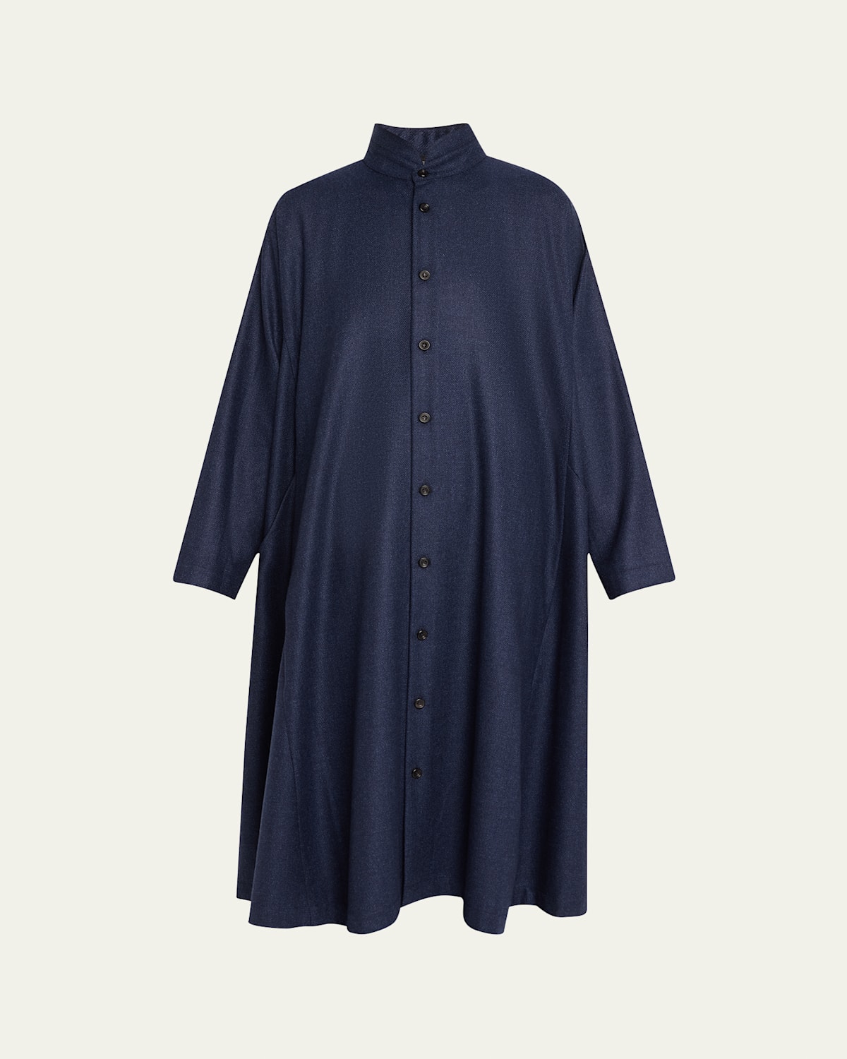 Slim A-Line Long-Sleeve Midi Shirtdress With Collar