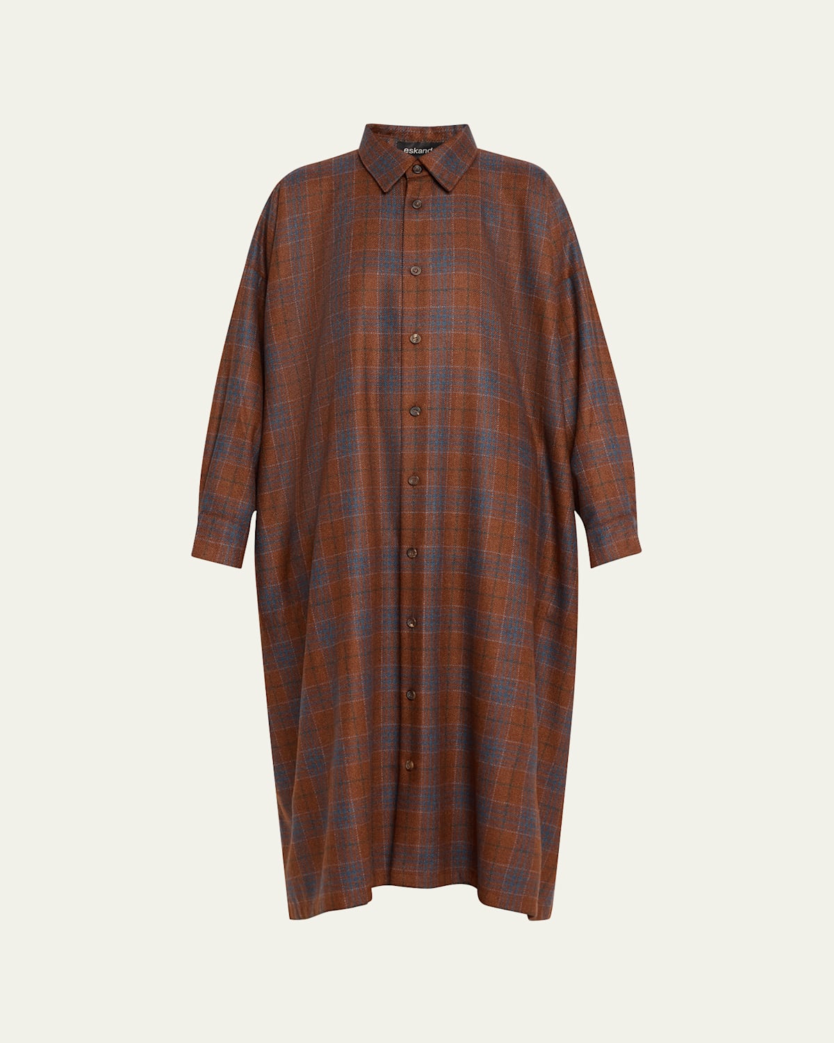 Plaid-Print Wide A-Line Shirtdress