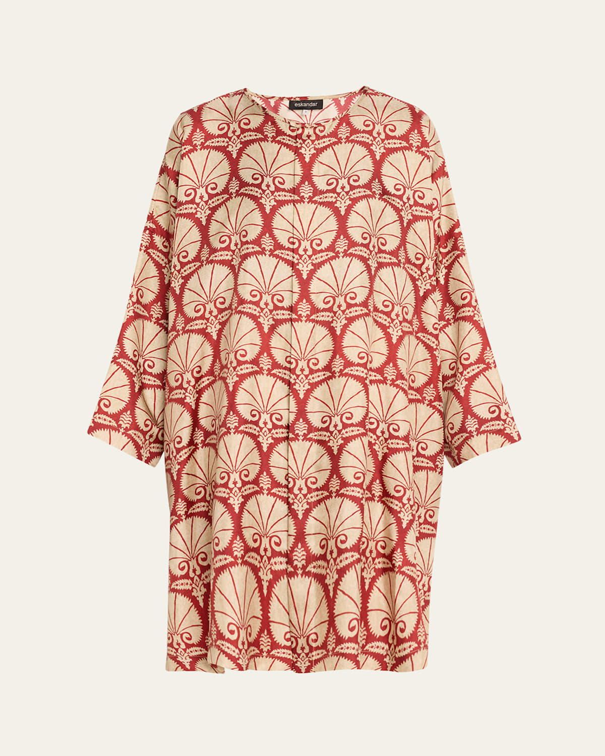 ESKANDAR SILK BUTTON-FRONT TUNIC WITH SIDE SLITS 