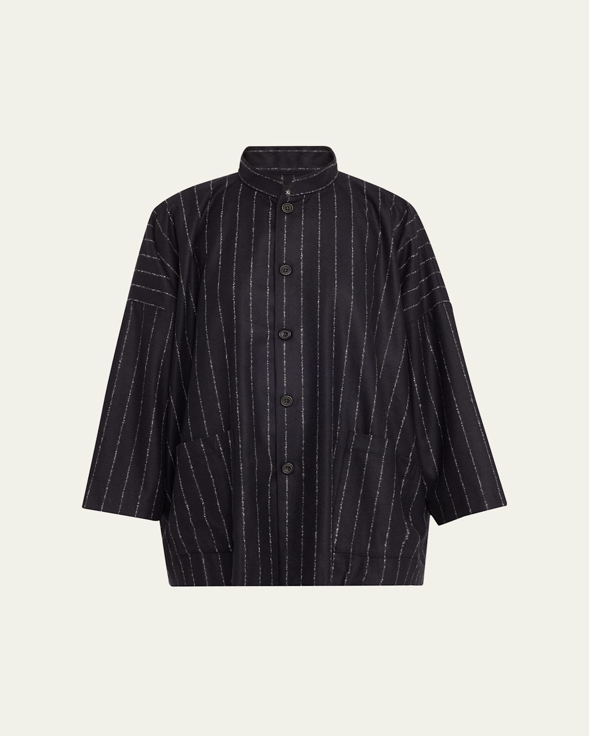 Wide Mandarin Pinstripe Jacket (Long Length)