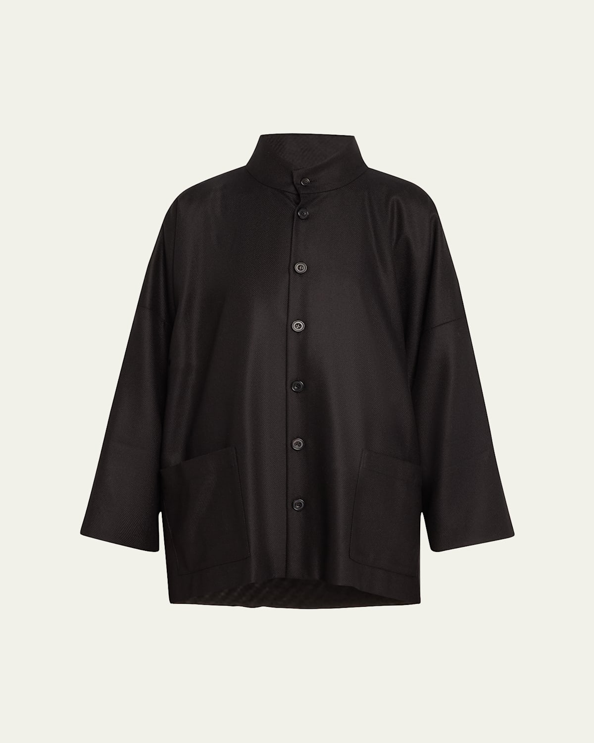 Wool Silk Button-Front Jacket