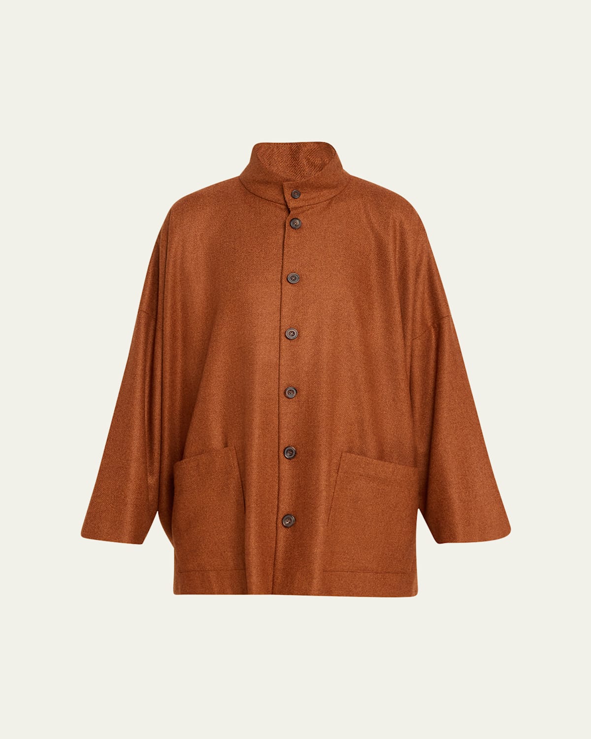 Wool Silk Button-Front Jacket