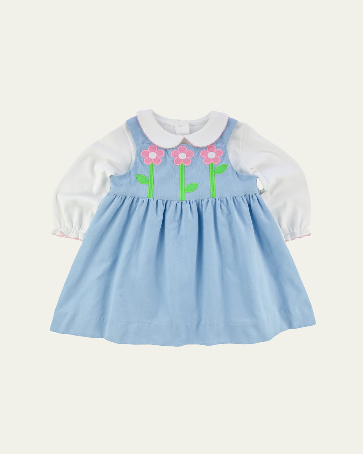 Girl's Flower Embroidered Dress & Blouse Set, Size 2-6