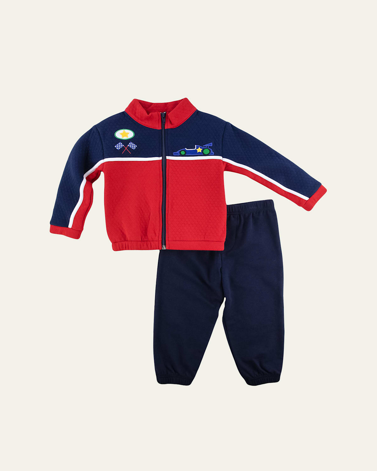 Boy's Jacquard Knit Jacket W/ Race Cars & Joggers Set, Size 12M-5