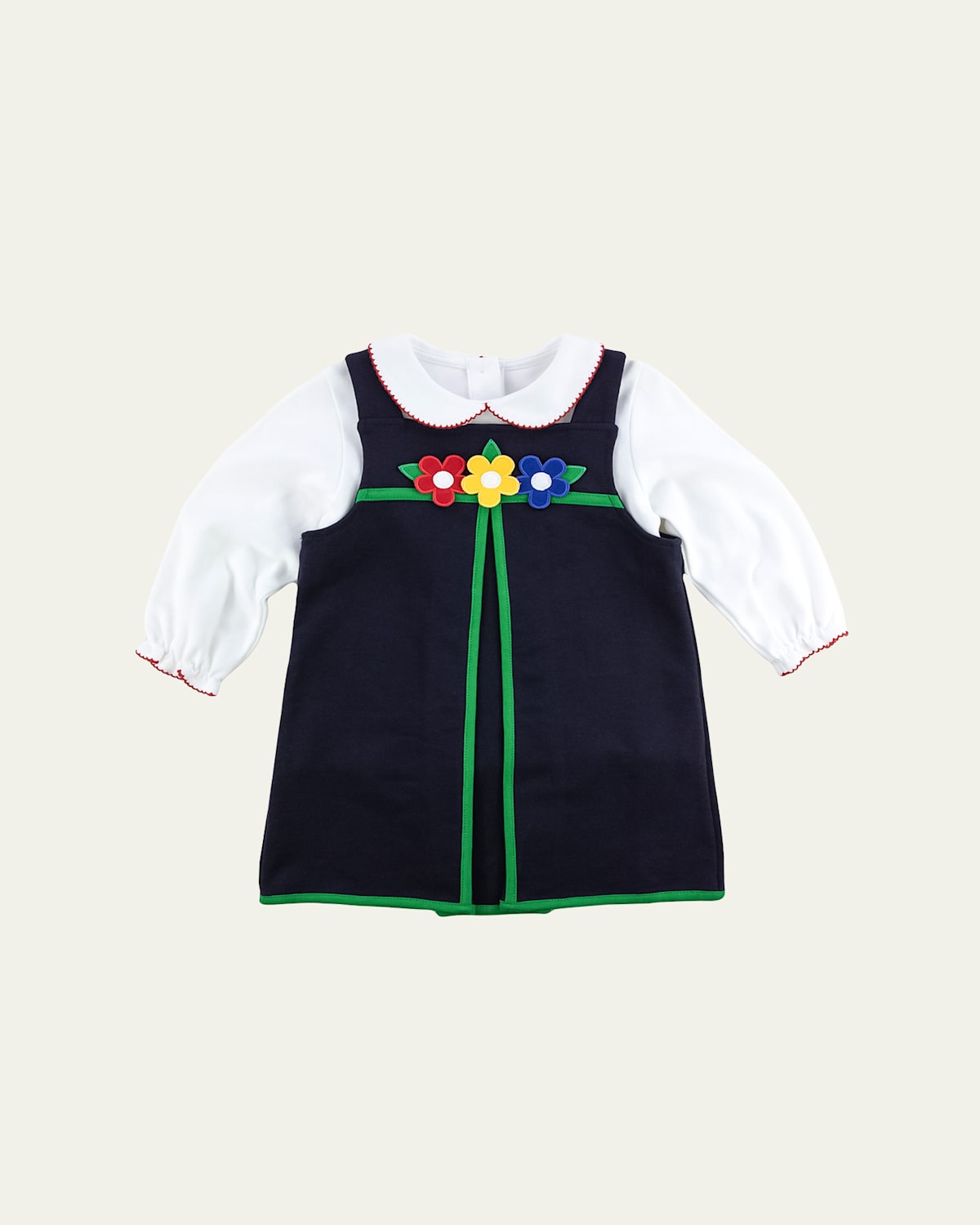 Girl's Dress W/ Floral Applique & Blouse Set, Size 12M-6