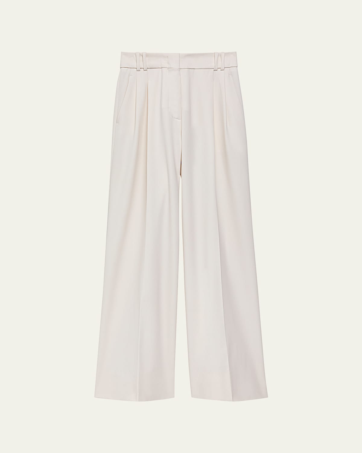 Pleated Wide Leg Wool Trousers