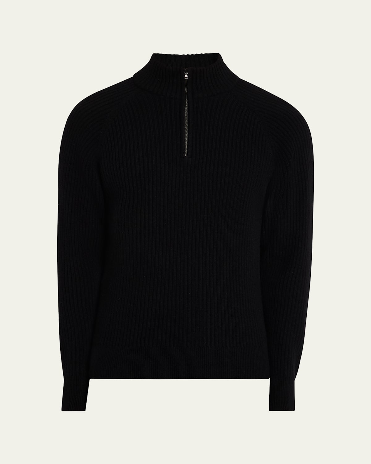 Men's Wool and Cashmere Rib Half-Zip Sweater