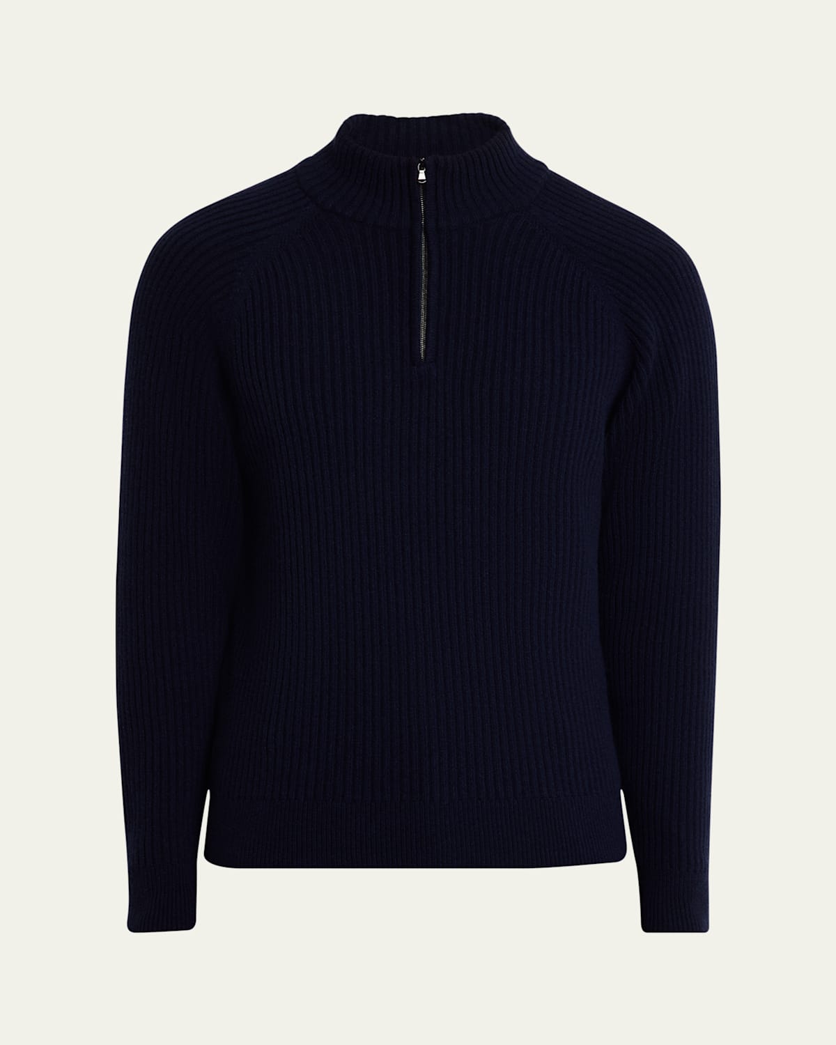 Men's Wool and Cashmere Rib Half-Zip Sweater