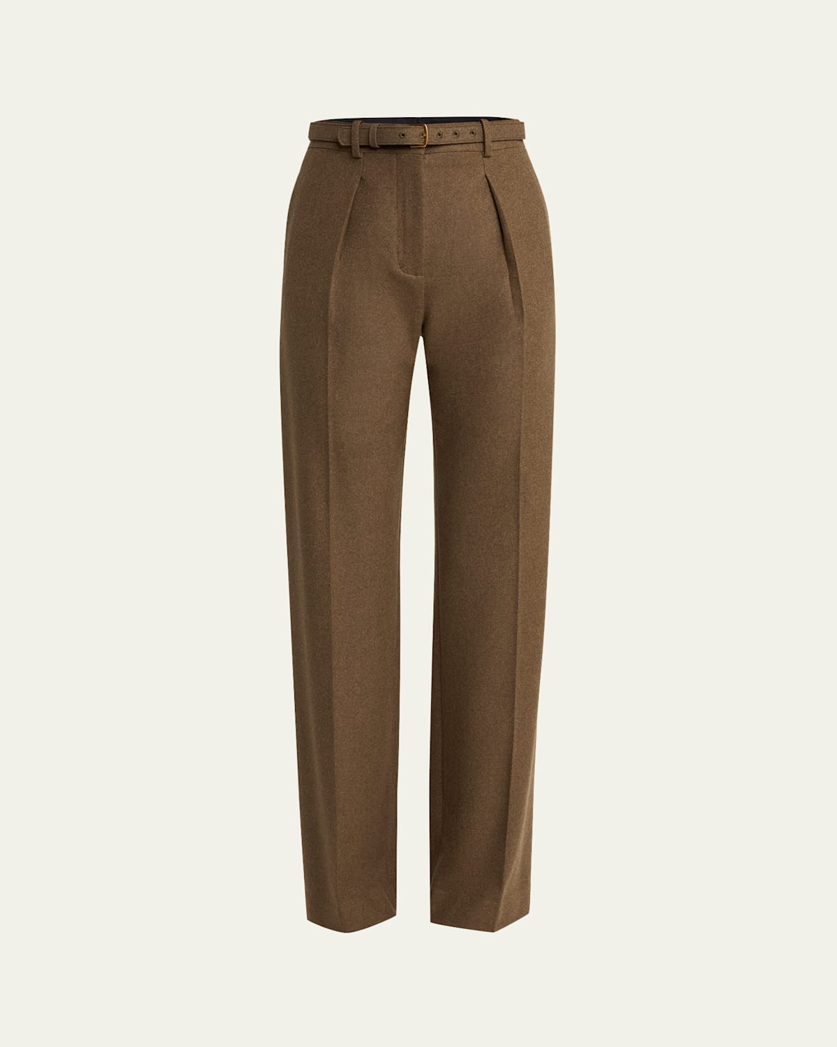 Loro Piana Edward Pintuck Belted Wool Cashmere Trousers In Scottish Tundra