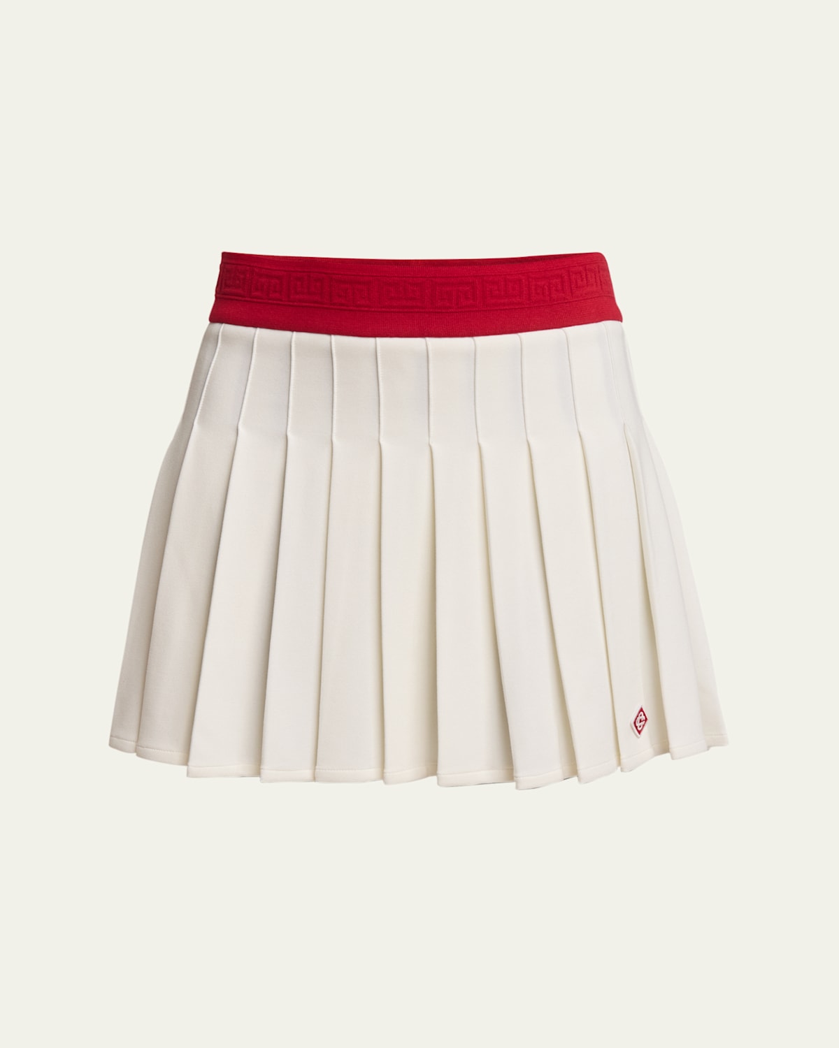 Jersey Pleated Mini Skirt with Logo Band