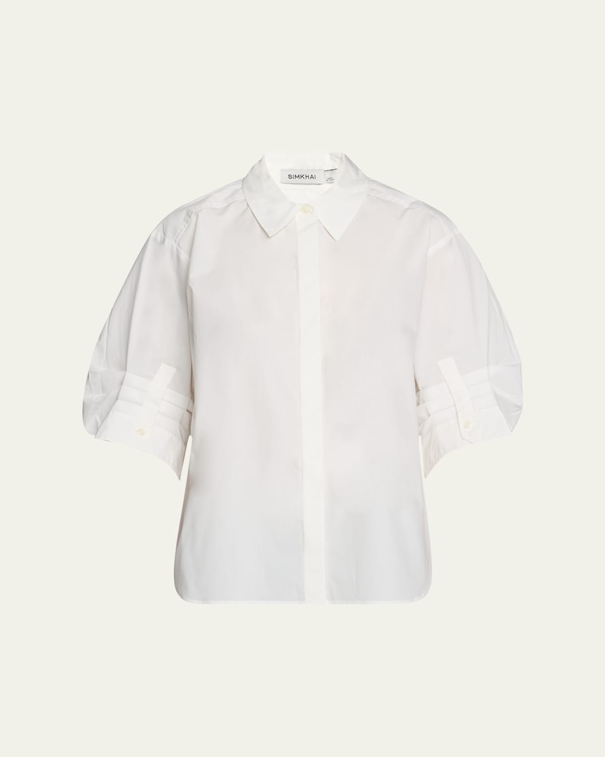 Simkhai Gemma Three Quarter Sleeve Shirt In White In White