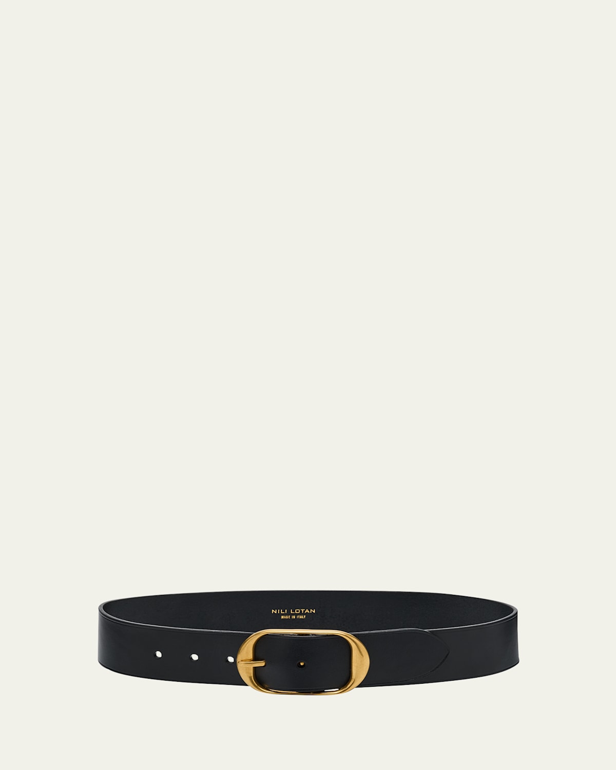 Nili Lotan Nili Leather Belt In Black W/antique Bras