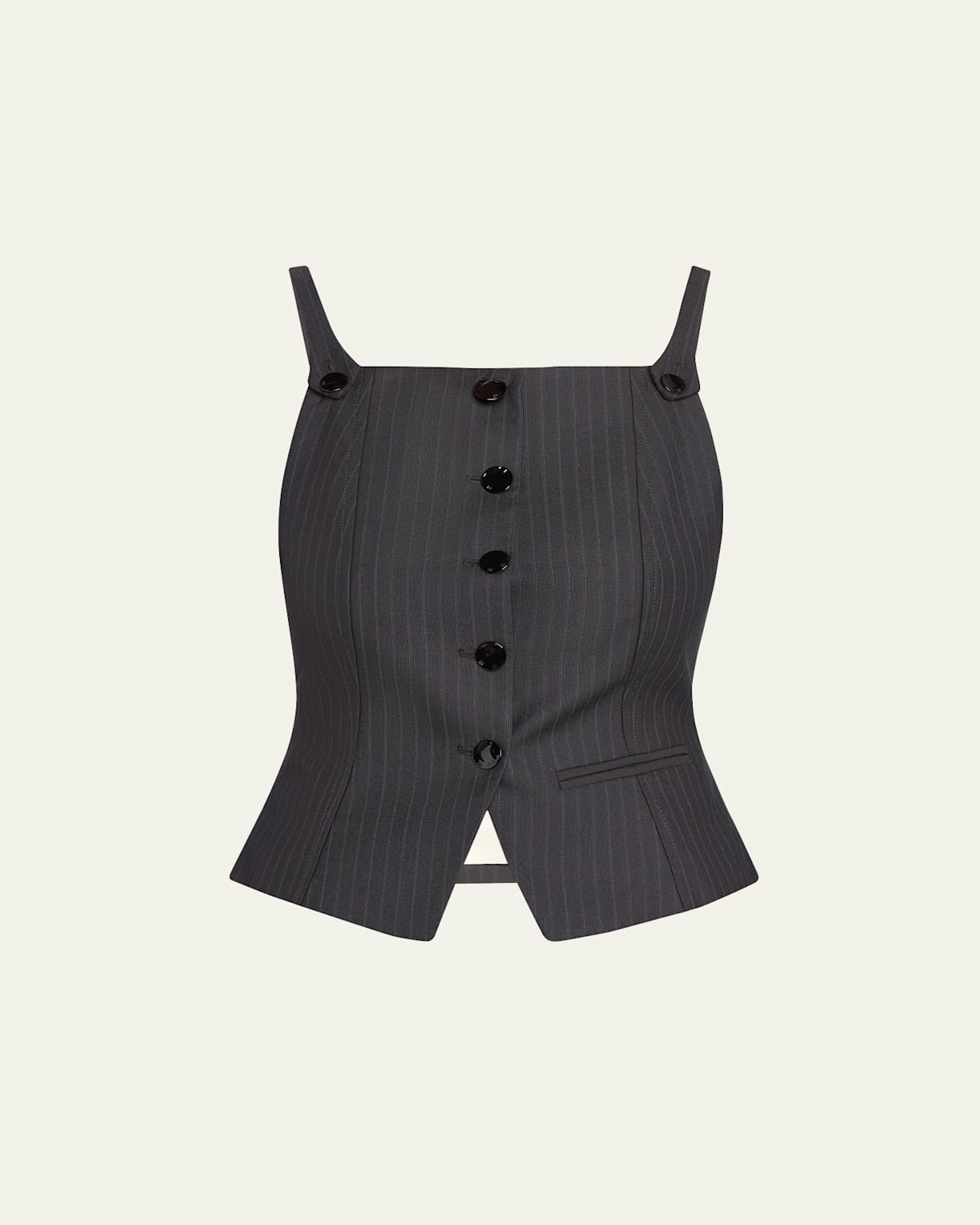 Ganni Dark Grey Stripe Suiting Vest Top In Phantom