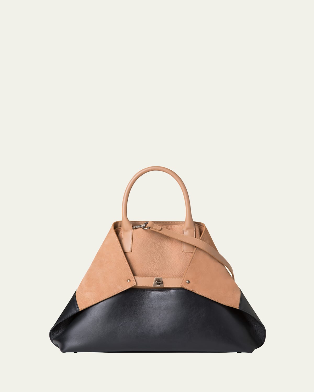 AKRIS AI MEDIUM BICOLOR NUBUCK LEATHER SHOULDER BAG 