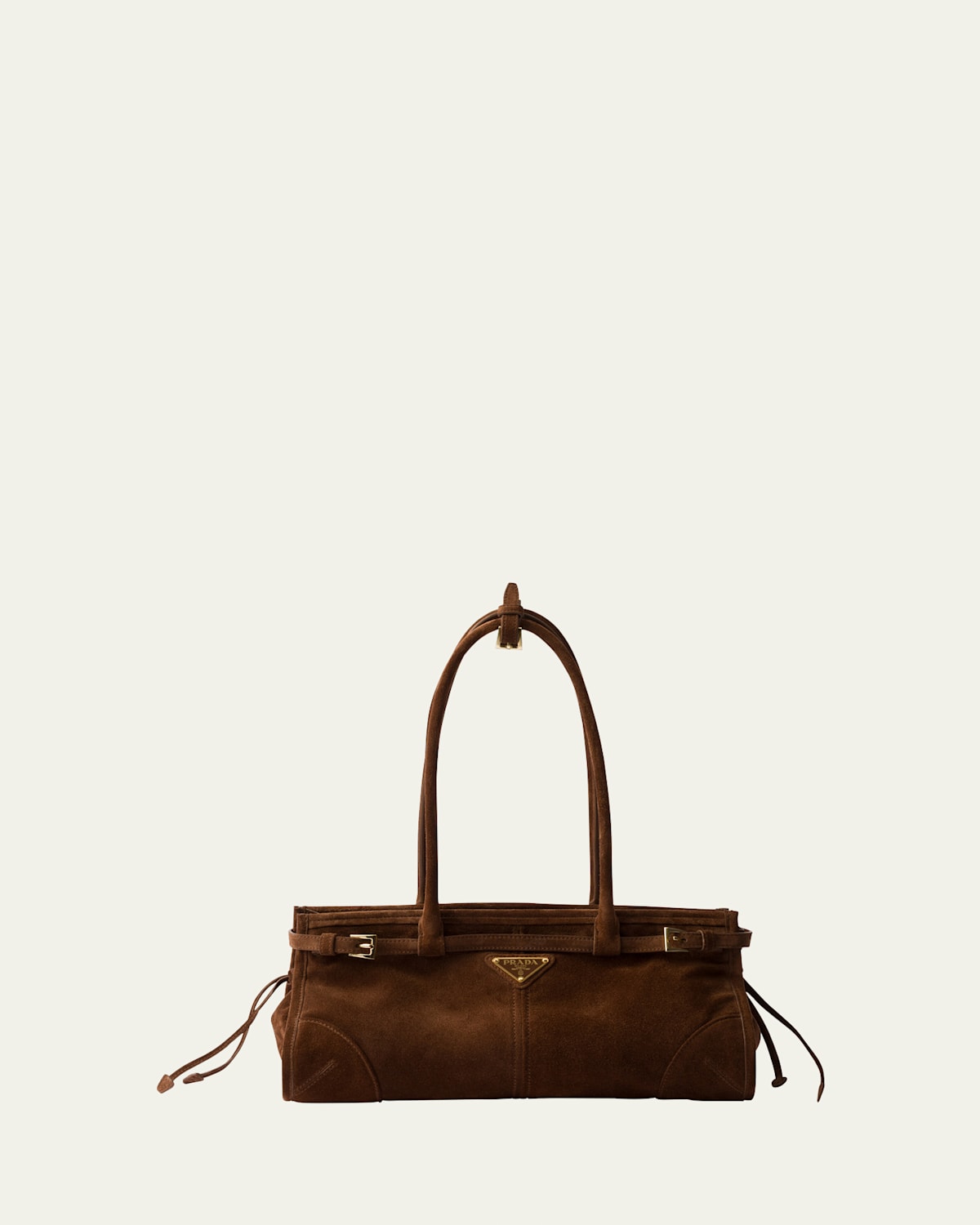 Prada Buckle Suede Shoulder Bag
