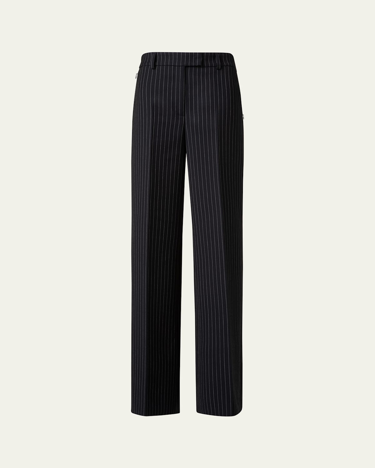 Akris Fior High-rise Pinstripe Wide-leg Pants In Black-ecru