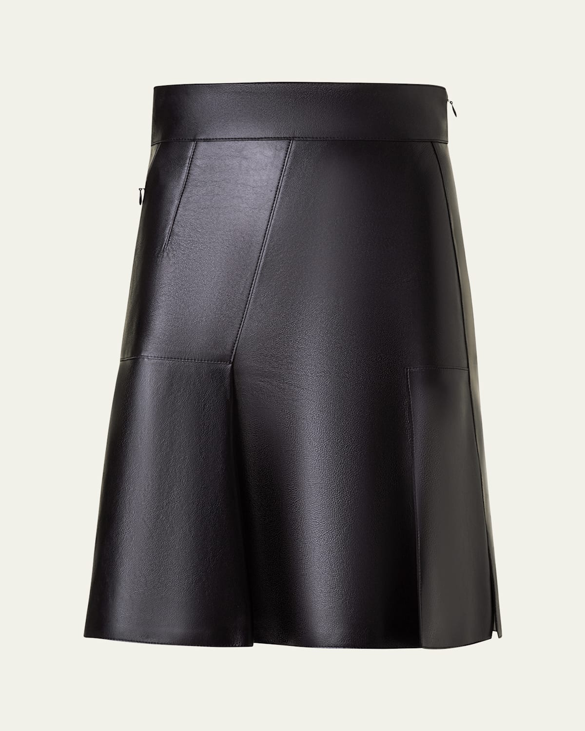 Akris Asymmetric Lacquer Nappa Leather Mini Skirt In Black