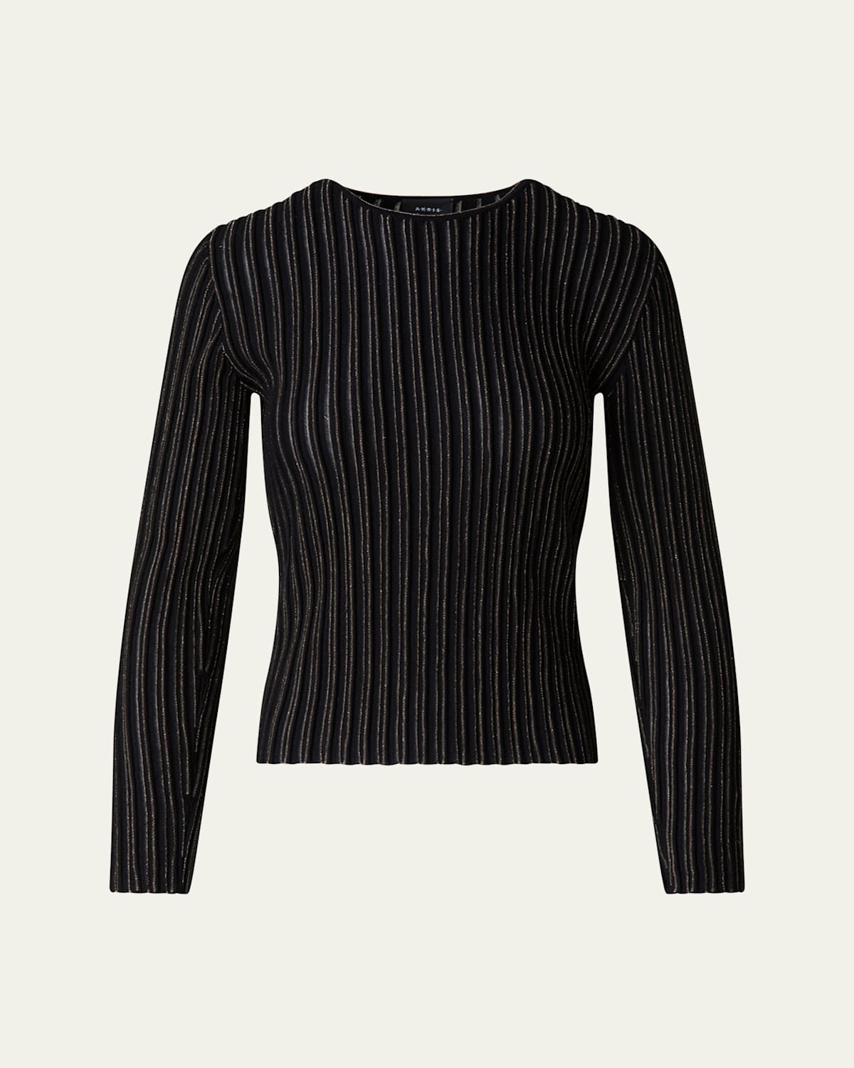 Shop Akris Lurex Pinstripe Fitted Wool Sweater In Black-gold