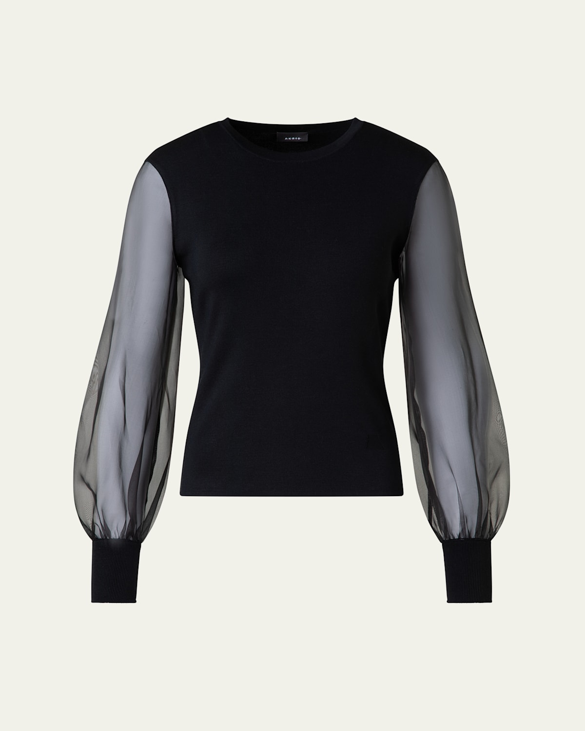 Akris Organza Long Sleeve Knit Sweater In Black