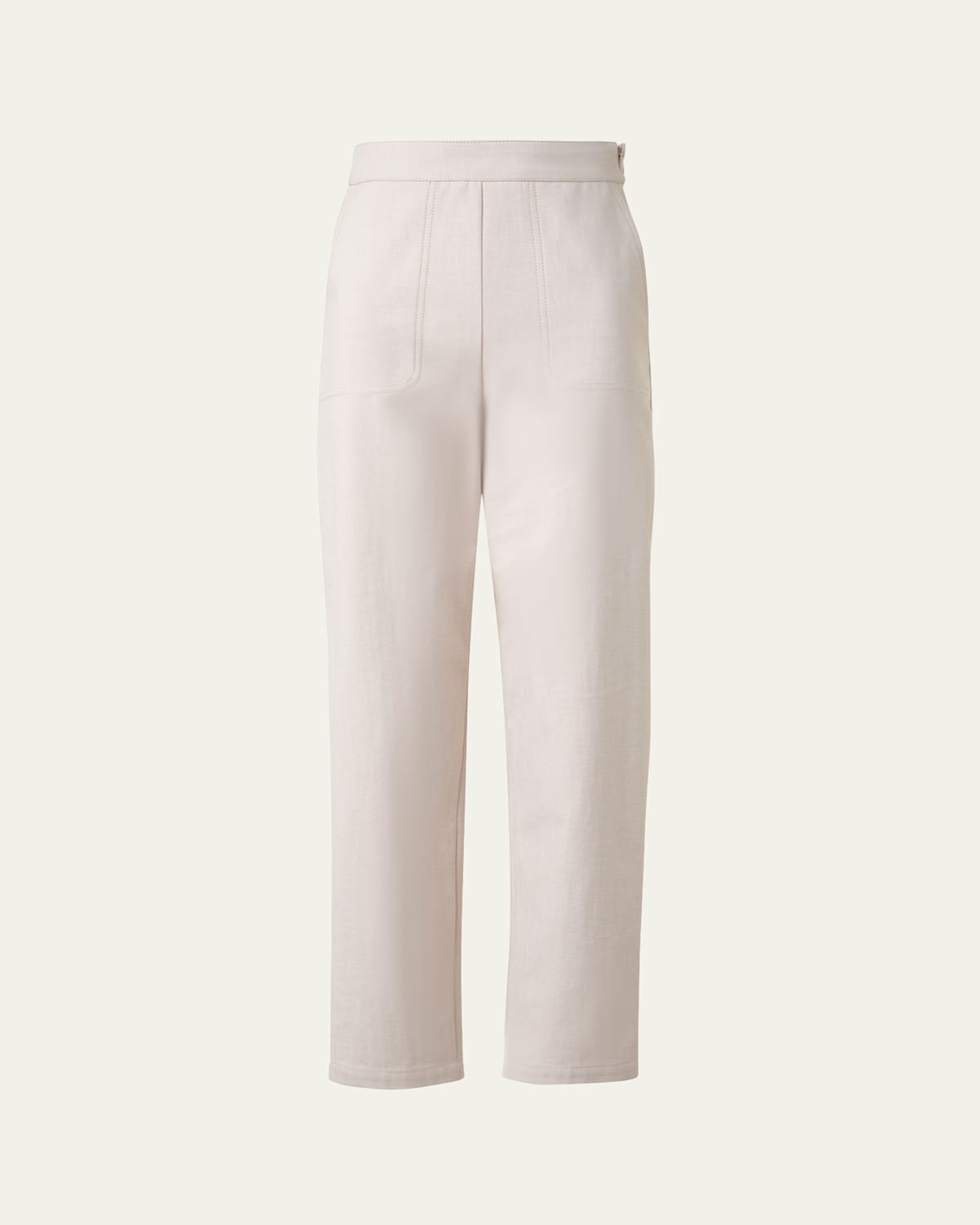 Shop Akris Flynn Stretch Denim Conical-leg Ankle Pants In Greige