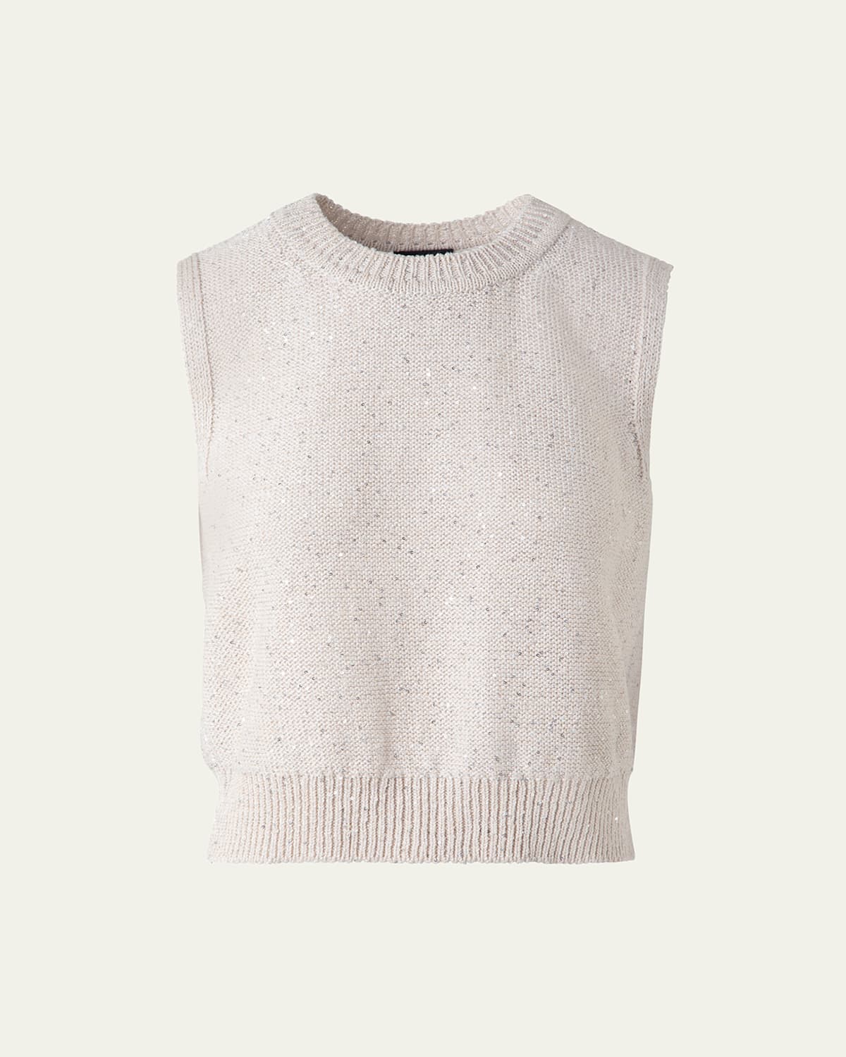 Akris Micro Sequined Knit Sleeveless Sweater In Greige